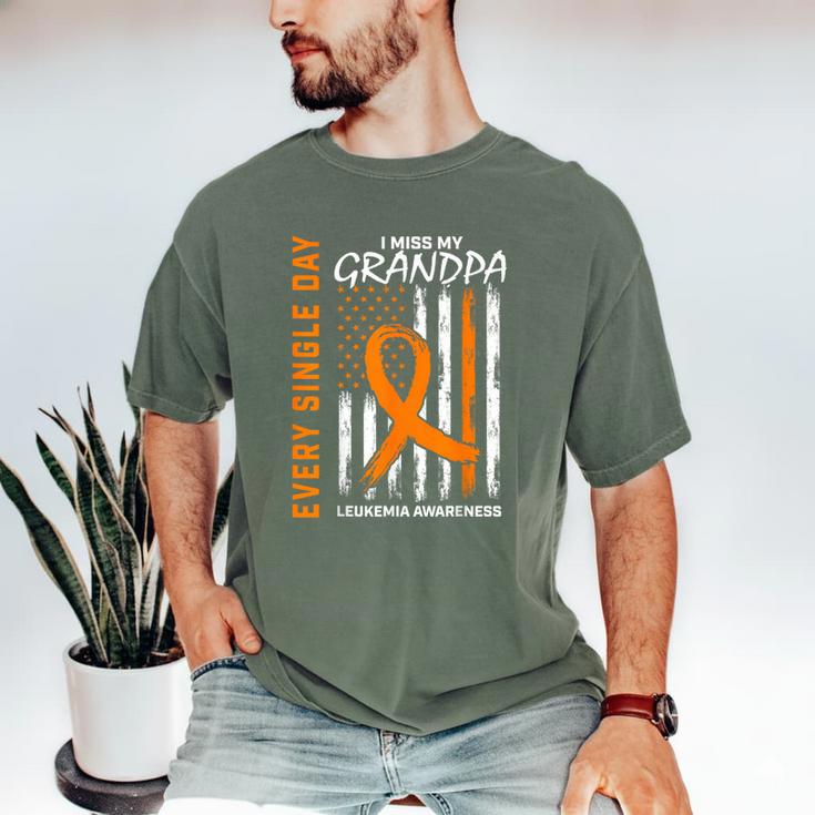 In Memory Of Grandpa Leukemia Awareness Products Flag Shirts Men's Comfort Colors T-Shirt In Memory Of Grandpa Leukemia Awareness Products Flag Shirts Men's Comfort Colors T-Shirt