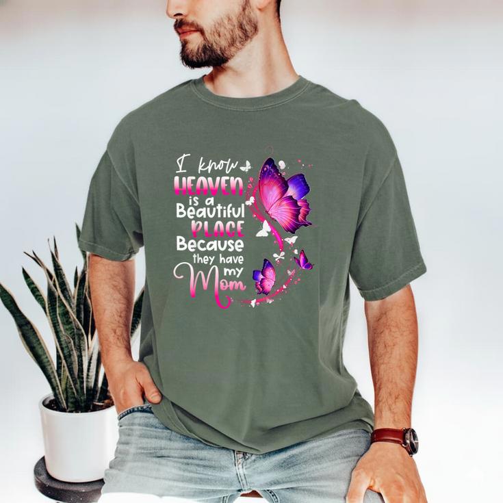 In Memory Of Mom I Know Heaven Beautiful Place Wings Angel Men's Comfort Colors T-Shirt