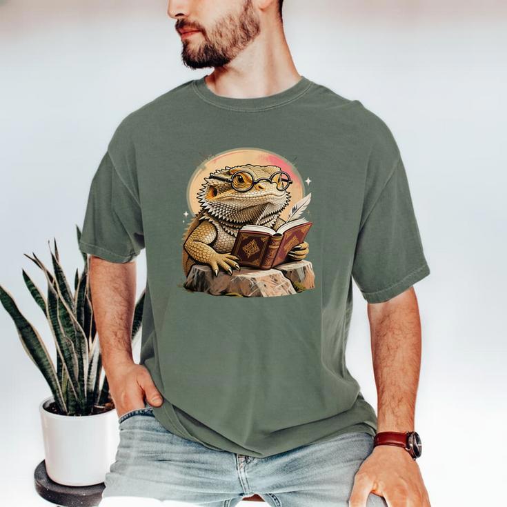Nerdy Bearded Dragon Glasses Book Reading Men's Comfort Colors T-Shirt Nerdy Bearded Dragon Glasses Book Reading Men's Comfort Colors T-Shirt