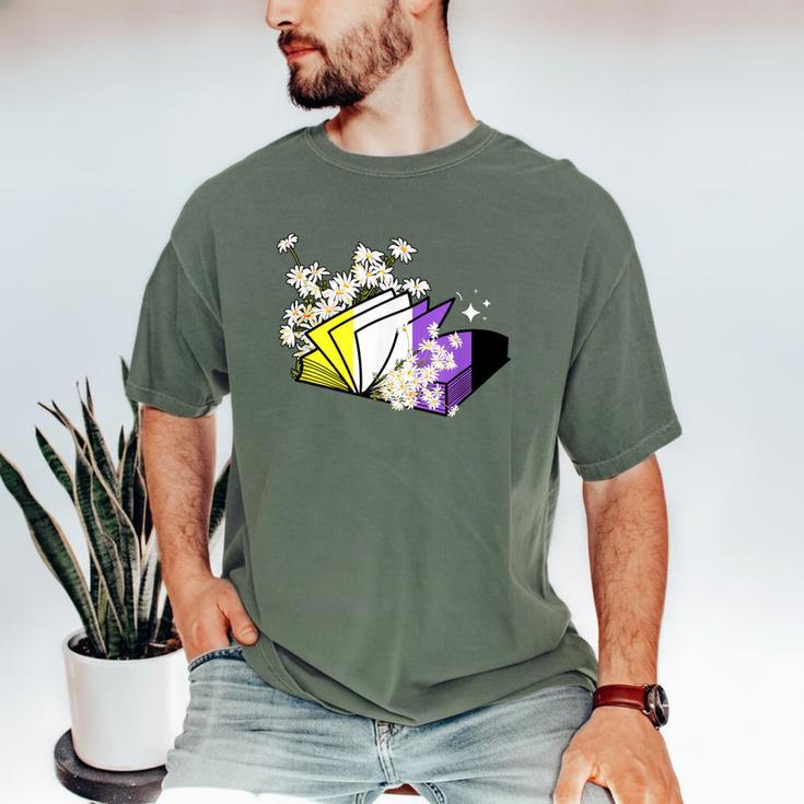 Non-Binary Book Lover Nonbinary Daisy LGBT Reading Pride Men's Comfort Colors T-Shirt Non-Binary Book Lover Nonbinary Daisy LGBT Reading Pride Men's Comfort Colors T-Shirt
