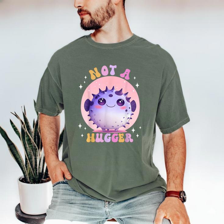 Not a Hugger Cute Pufferfish Autism Awareness Introverts Men's Comfort Colors T-Shirt Not a Hugger Cute Pufferfish Autism Awareness Introverts Men's Comfort Colors T-Shirt