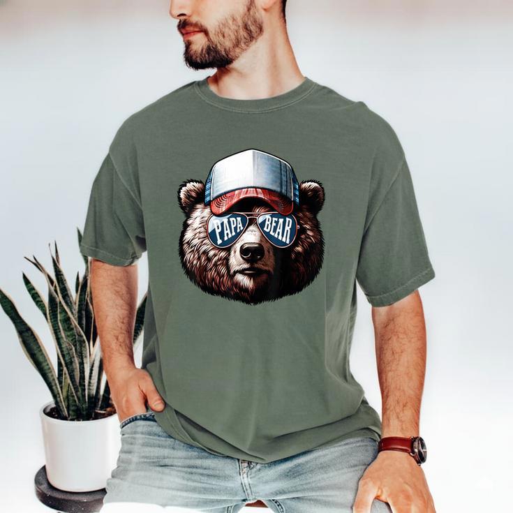 Papa Bear Face Cool Dad Style Retro Fathers Day Daddy Bear Men's Comfort Colors T-Shirt