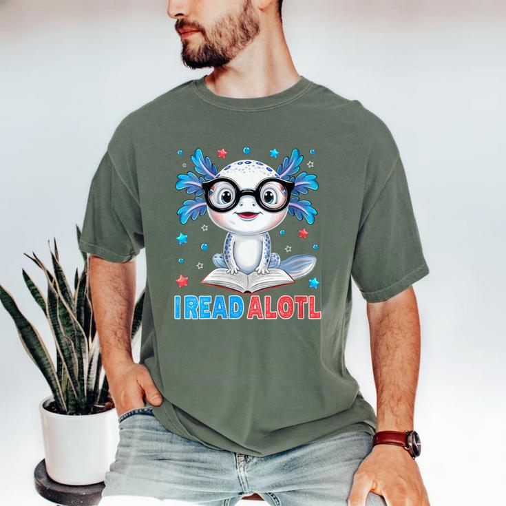 I Read Alotl Cute Axolotl Reading Book Lover Men's Comfort Colors T-Shirt