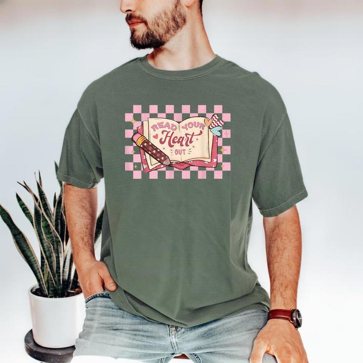 Read Your Heart Out Valentine Reading Book Teacher Student Men's Comfort Colors T-Shirt