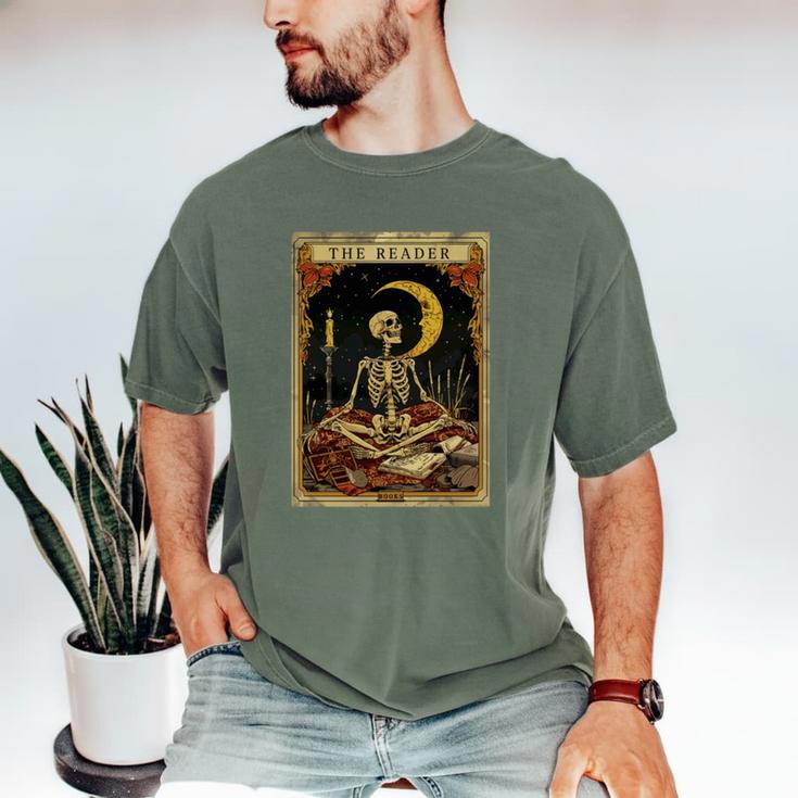 The Reader Tarot Card Book Lover Skeleton Art Goth Style Men's Comfort Colors T-Shirt