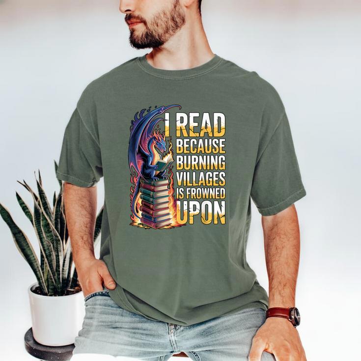 Reading Bookish Dragon Fantasy Men's Comfort Colors T-Shirt Reading Bookish Dragon Fantasy Men's Comfort Colors T-Shirt