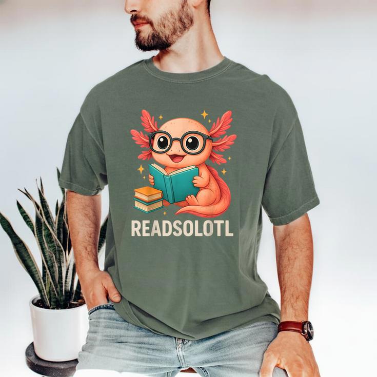 Readsolotl Kawaii Axolotl Reading Book Lover Men's Comfort Colors T-Shirt