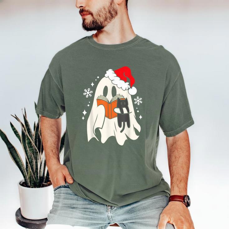 Retro Ghost Reading Book With Cat Bookish Club Christmas Men Women Kids Men's Comfort Colors T-Shirt Retro Ghost Reading Book With Cat Bookish Club Christmas Men Women Kids Men's Comfort Colors T-Shirt
