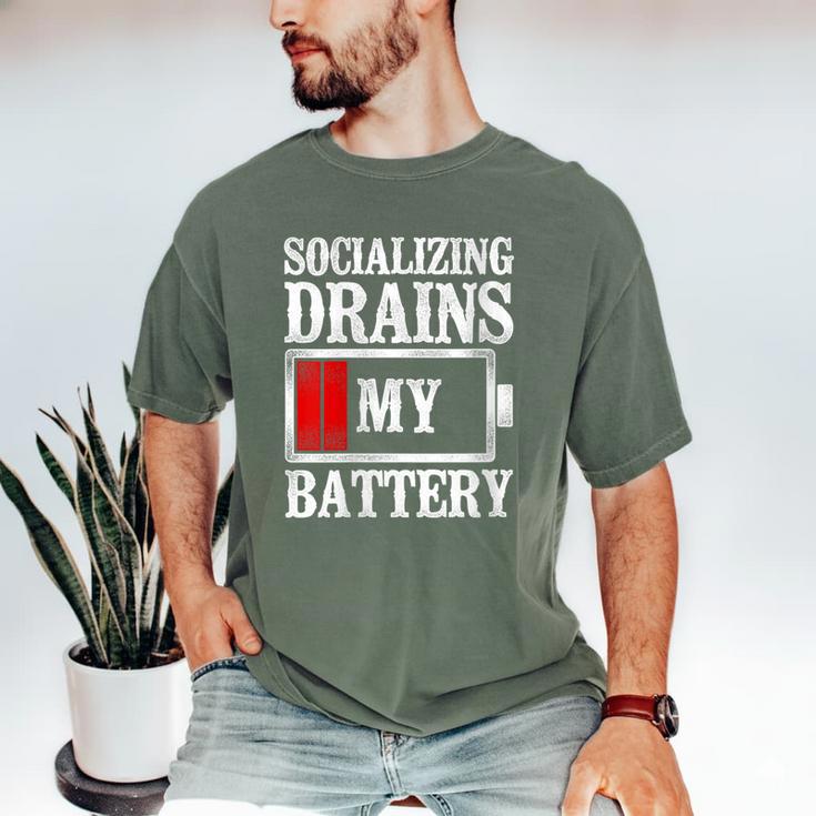 Socializing Drains My Battery Introvert Men's Comfort Colors T-Shirt Socializing Drains My Battery Introvert Men's Comfort Colors T-Shirt