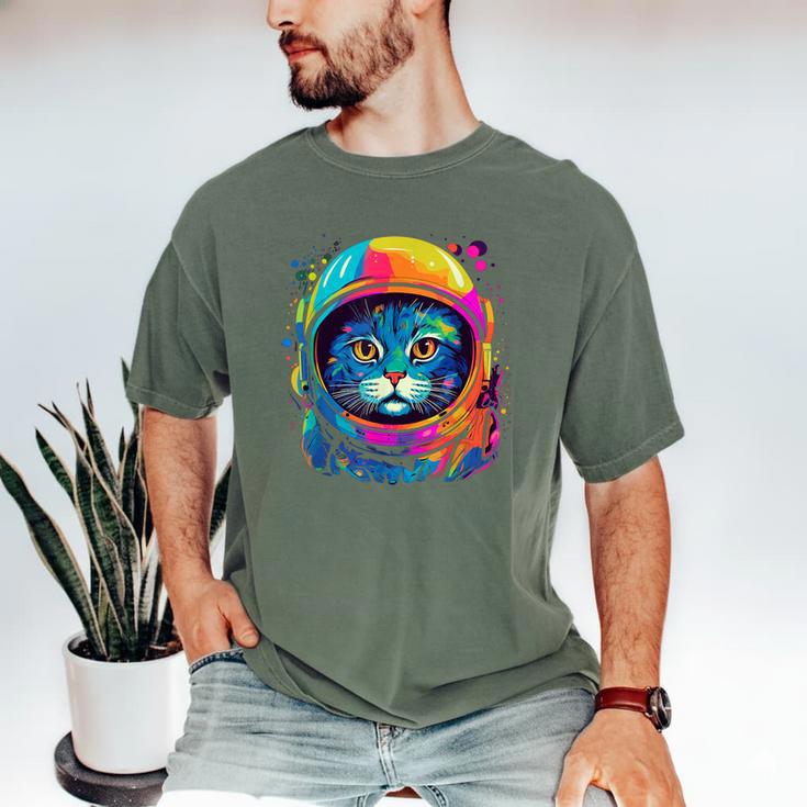 Space Cat Mom Cat Dad Men Women Kids Astronaut Space Men's Comfort Colors T-Shirt