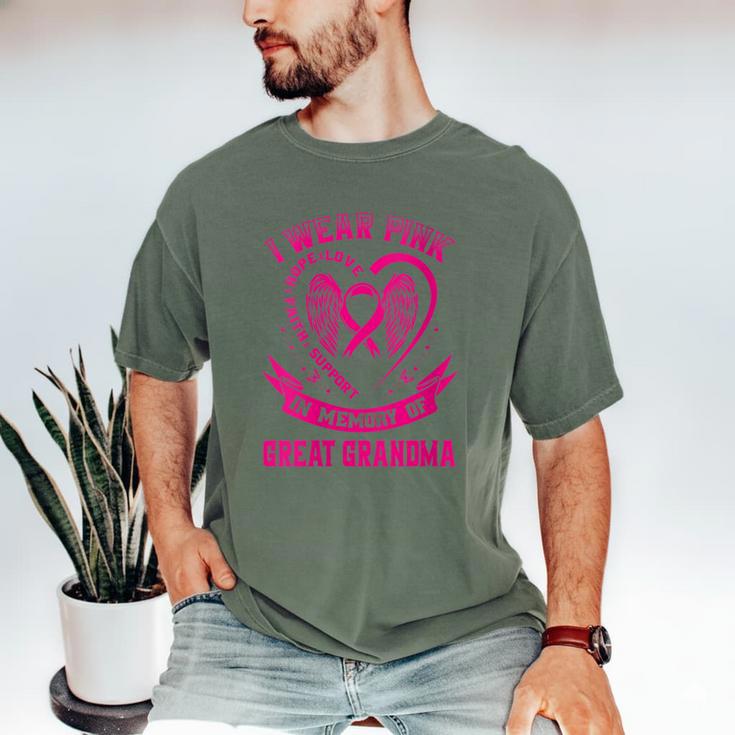 I Wear Pink In Memory Of Great Grandma Breast Cancer Graphic Men's Comfort Colors T-Shirt I Wear Pink In Memory Of Great Grandma Breast Cancer Graphic Men's Comfort Colors T-Shirt
