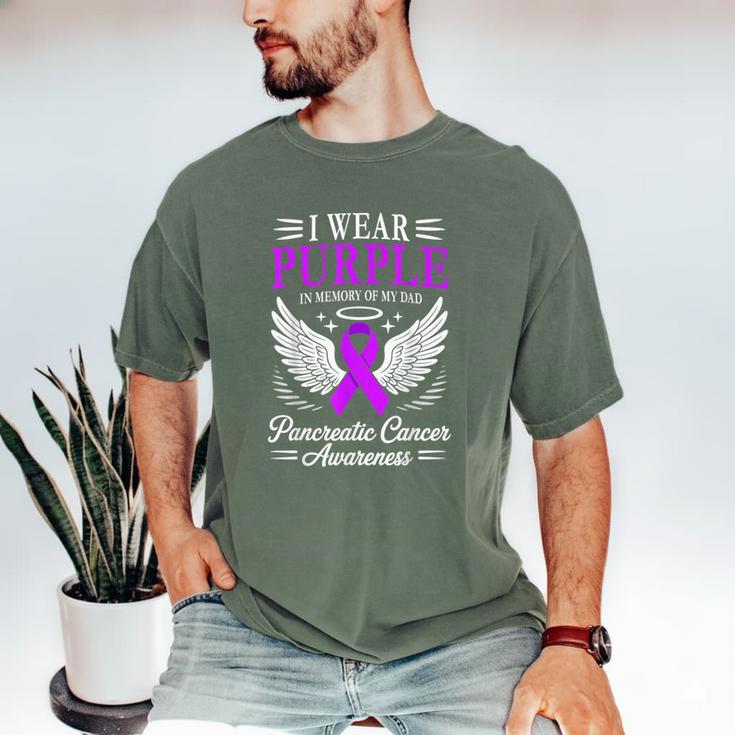 I Wear Purple In Memory Of My Dad Pancreatic Cancer Men's Comfort Colors T-Shirt