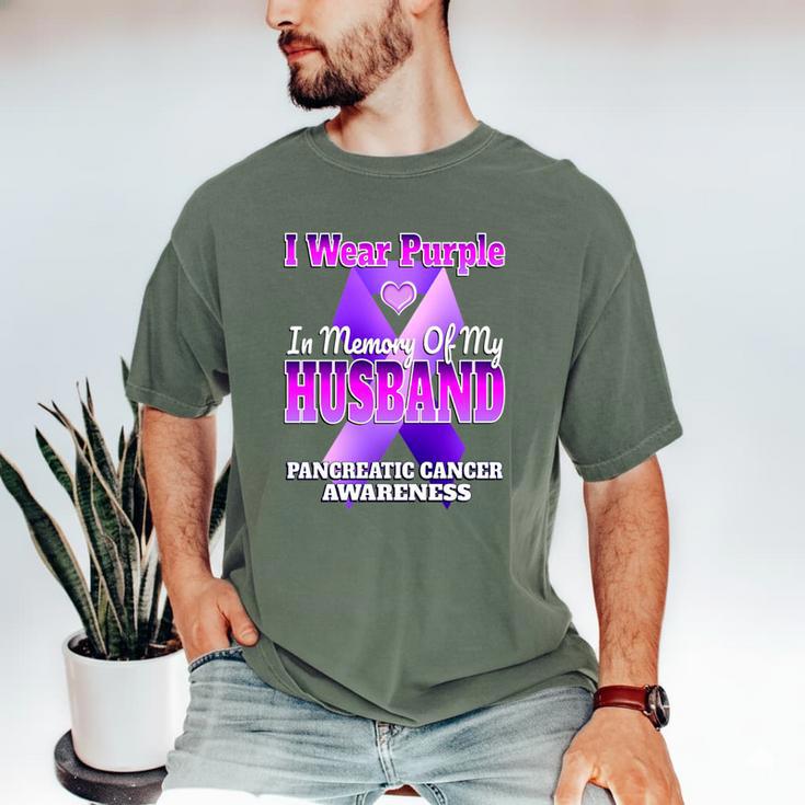 I Wear Purple In Memory Of My Husband Pancreatic Cancer Premium Tri-Blend Men's Comfort Colors T-Shirt I Wear Purple In Memory Of My Husband Pancreatic Cancer Premium Tri-Blend Men's Comfort Colors T-Shirt