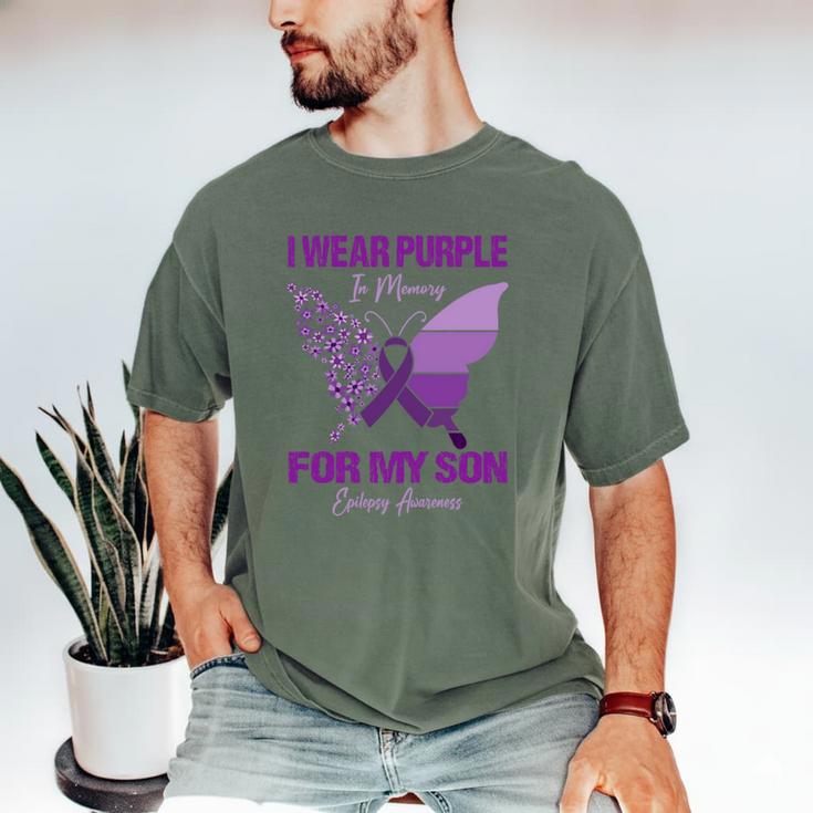 I Wear Purple In Memory For My Son Epilepsy Awareness Ribbon Men's Comfort Colors T-Shirt I Wear Purple In Memory For My Son Epilepsy Awareness Ribbon Men's Comfort Colors T-Shirt