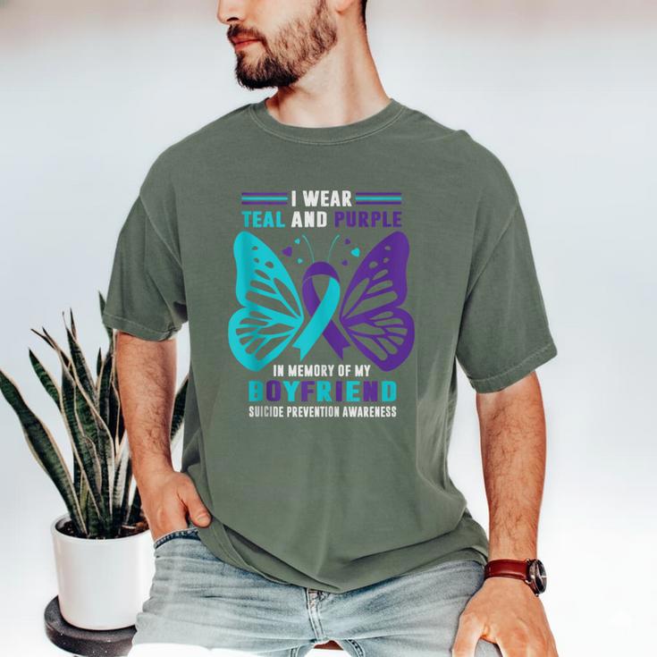I Wear Teal And Purple In Memory Of My Boyfriend Men's Comfort Colors T-Shirt I Wear Teal And Purple In Memory Of My Boyfriend Men's Comfort Colors T-Shirt