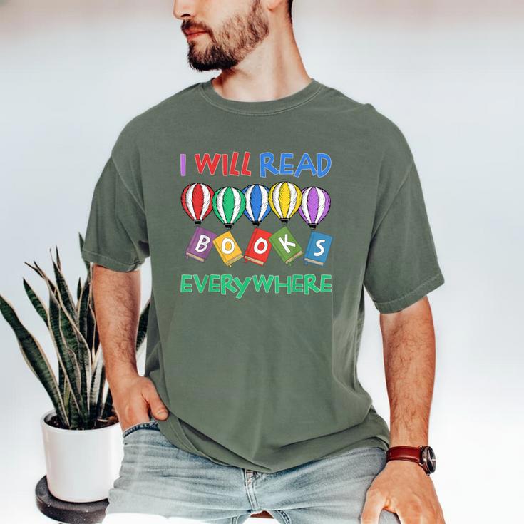 I Will Read Books Everywhere Across America Child Readers Men's Comfort Colors T-Shirt