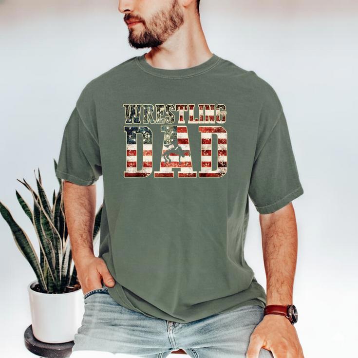 Wrestling Dad American Flag Matching For Dads Of Wrestlers Men's Comfort Colors T-Shirt
