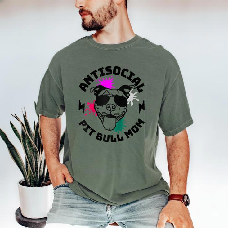 Antisocial Pit Bull Mom Pittie Introvert Dog Lover Pit Bull Raglan Baseball Tee Men's Comfort Colors T-Shirt