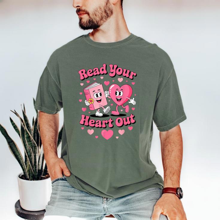 Book Lover Read Your Heart Out Teacher Kids Valentines Men's Comfort Colors T-Shirt