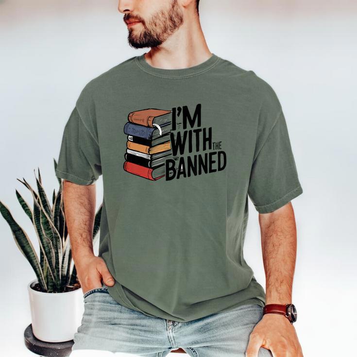Book Lovers Im With The Banned Books For Reading Librarian Men's Comfort Colors T-Shirt