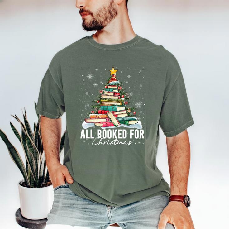 All Booked For Christmas Book Christmas Tree Lights Xmas Men's Comfort Colors T-Shirt