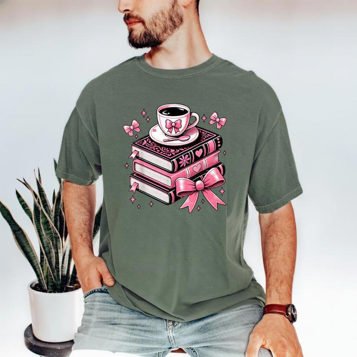 All Booked For Valentine's Teacher Coquette Bow Coffee Book Men's Comfort Colors T-Shirt