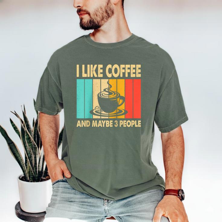 I Like Coffee And Maybe 3 People Introvert Anti-Social Raglan Baseball Tee Men's Comfort Colors T-Shirt