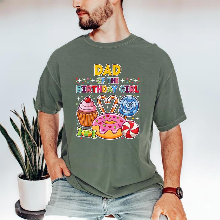 Dad Of The Birthday Girl Candyland Colorful Lollipop Party Men's Comfort Colors T-Shirt