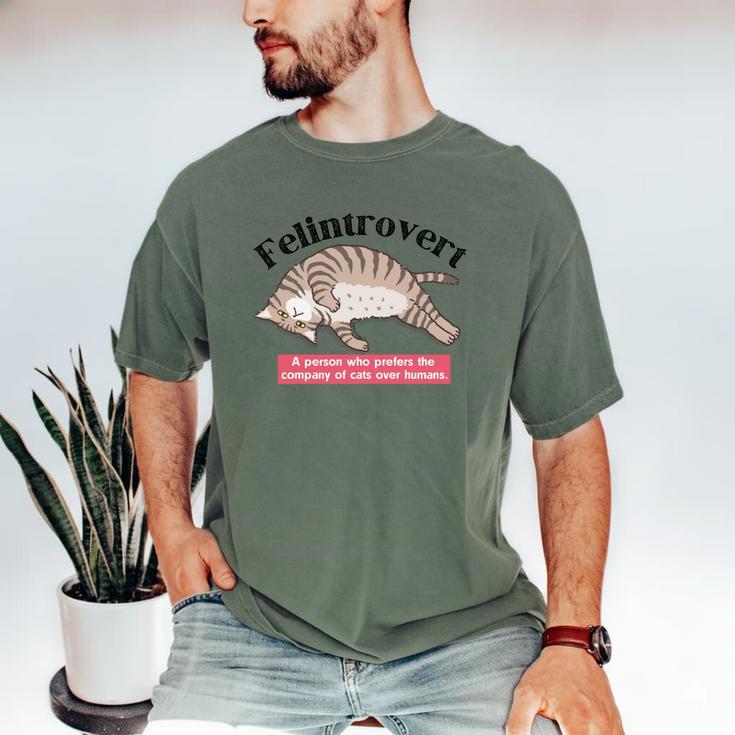 Felinetrovert CAT Lover Kitten CATS Funny Meme Introvert Pet Men's Comfort Colors T-Shirt