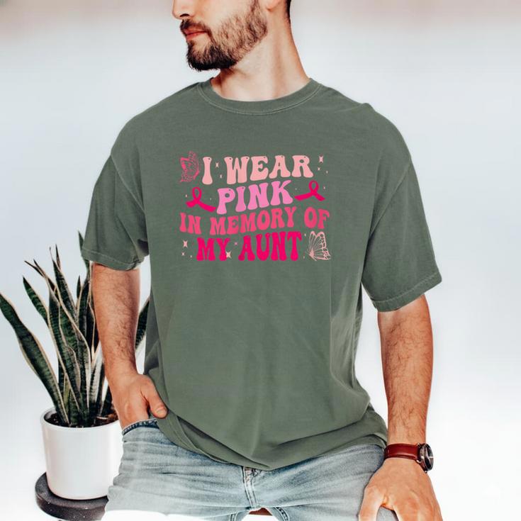 Groovy I Wear Pink In Memory Of My Aunt Breast Cancer Back Men's Comfort Colors T-Shirt