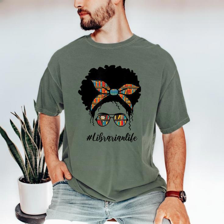 Librarian Teacher Messy Bun Life Book Library Back To School Men's Comfort Colors T-Shirt