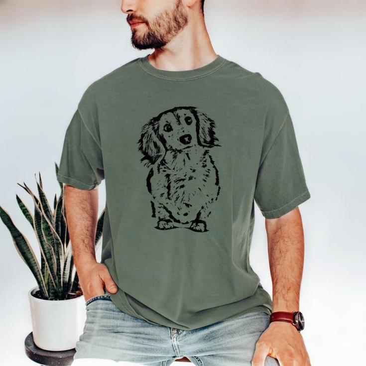 Long Hair Dachshund Lover Doxie Mom Dad Cute Wiener Dog Small Men's Comfort Colors T-Shirt