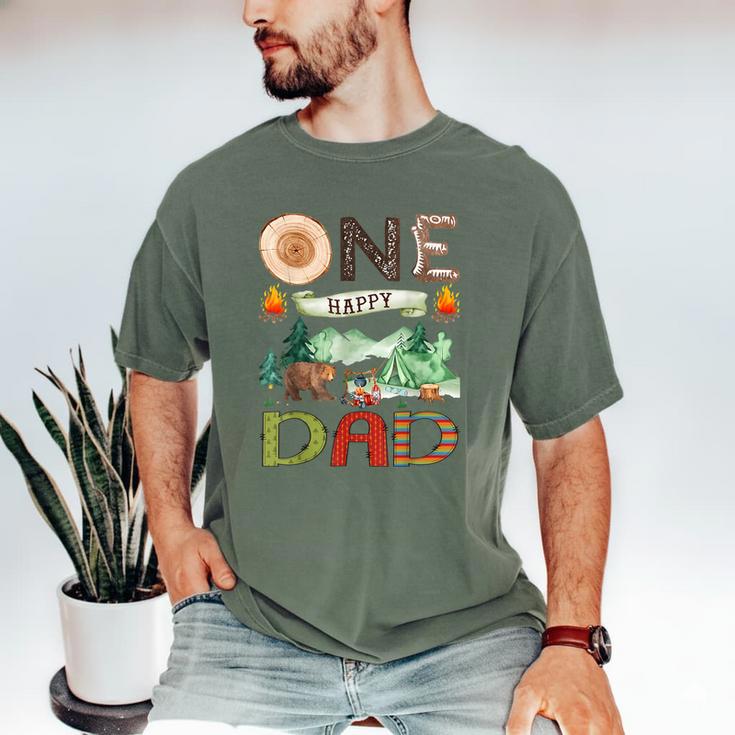 One Happy Dad Camper 1st Birthday Boy Camping Bear Men's Comfort Colors T-Shirt