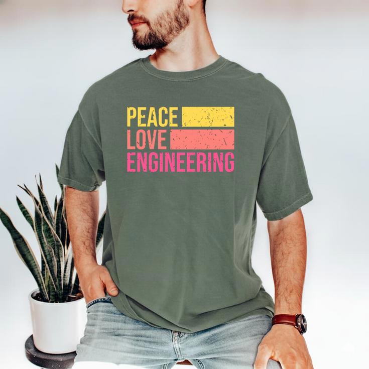 Peace Love Engineering Engineer School Graduation Retro Men's Comfort Colors T-Shirt