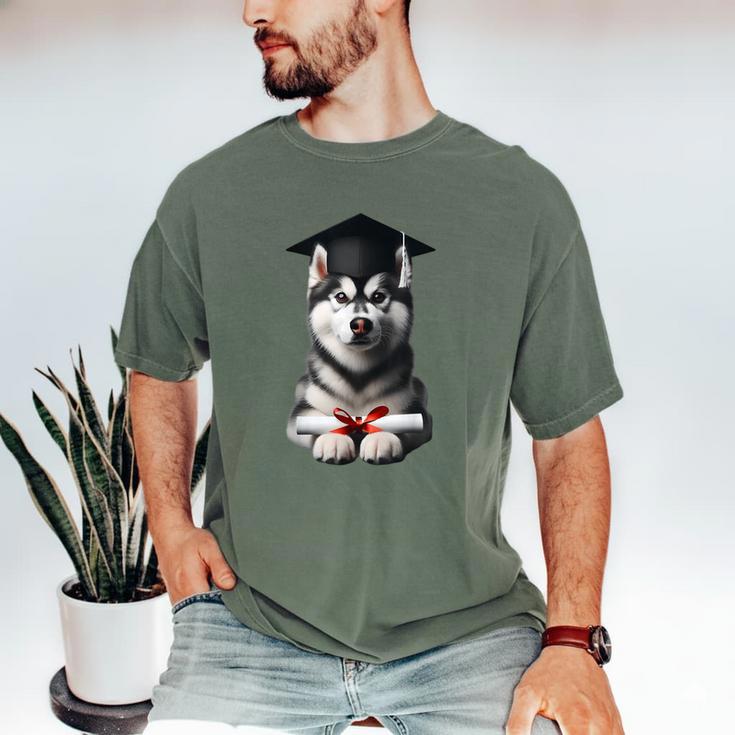 Siberian Husky Dog Graduation Cap Training School Graduate Men Women Kids Men's Comfort Colors T-Shirt