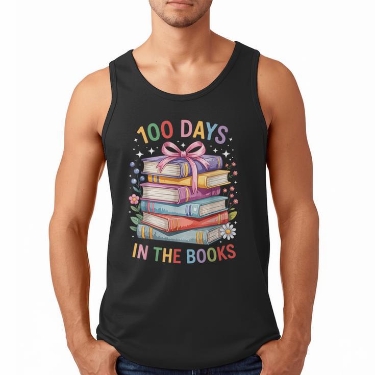 100 Days In The Books Cute Book 100 Days Of School Teachers Men Tank Top