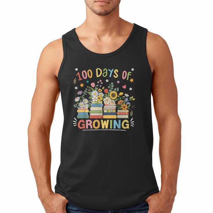 100th Day Of School Teacher Floral Books 100 Days Of Growing Men Tank Top