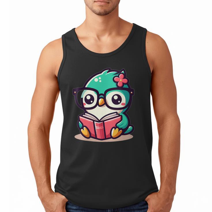 Adorable Book Lover Humming Bird With Reading Glasses Cute Men Tank Top