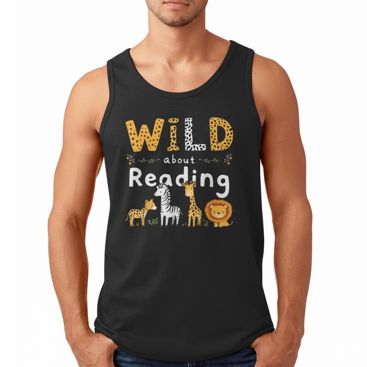 Animal Print Read A Book Character Kids Wild About Reading Men Tank Top