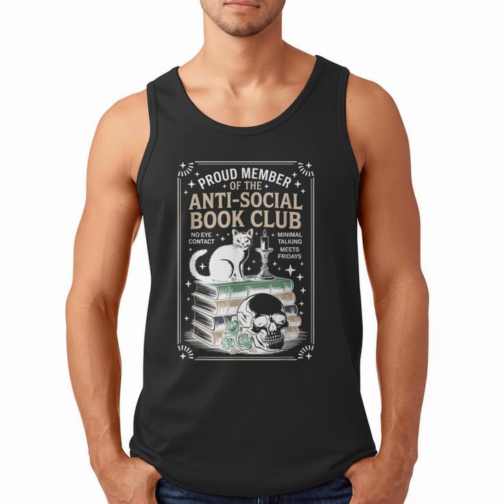 Anti-Social Book-Club Cat Graphic Men Tank Top