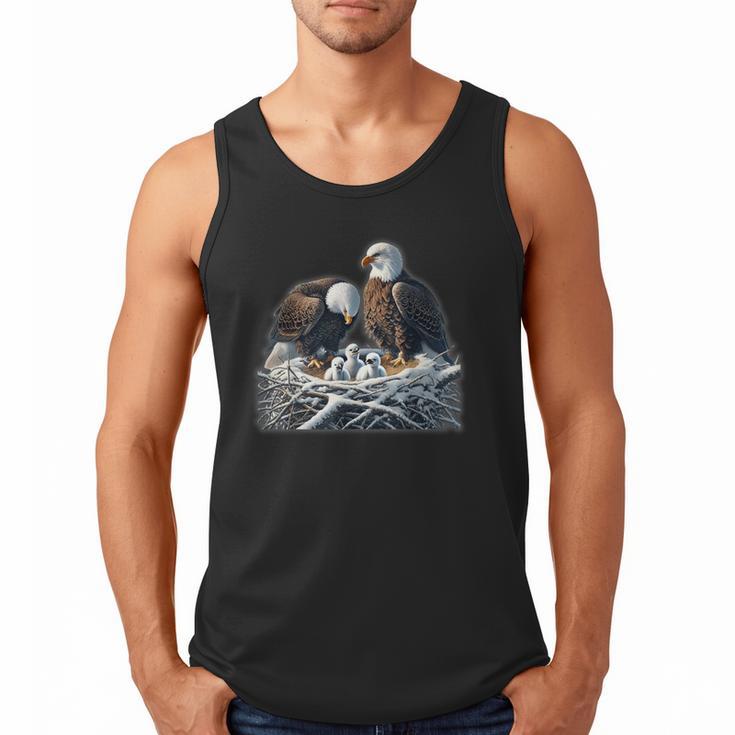 Bald Eagle Dad Mom Three Eaglet Chicks Babies In The Nest Men Tank Top