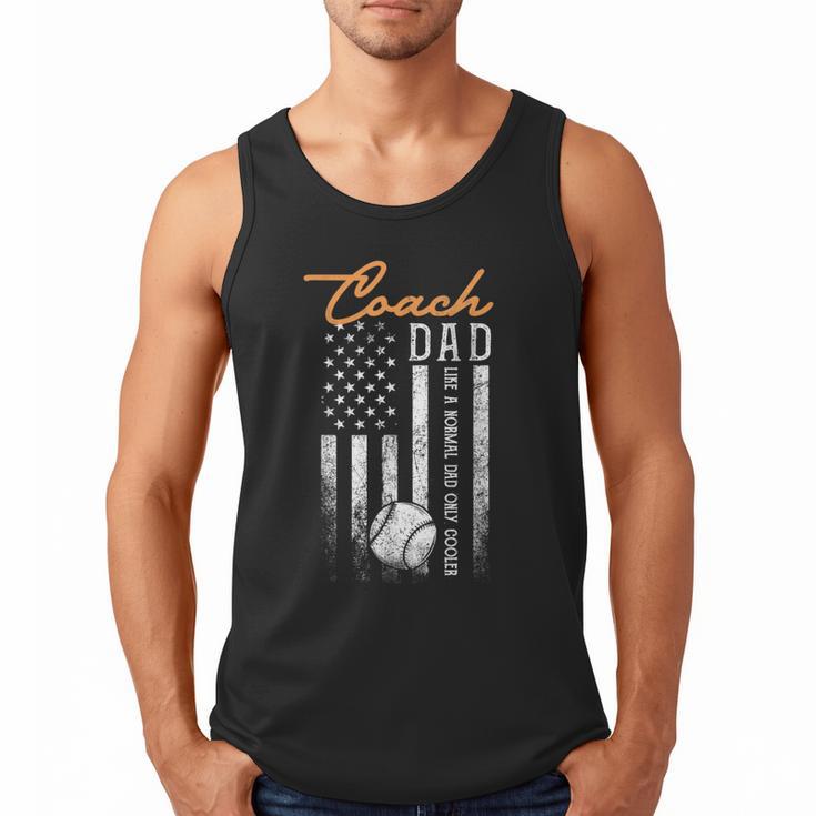 Baseball Coach Dad Like A Normal Dad Only Cooler USA Flag Men Tank Top