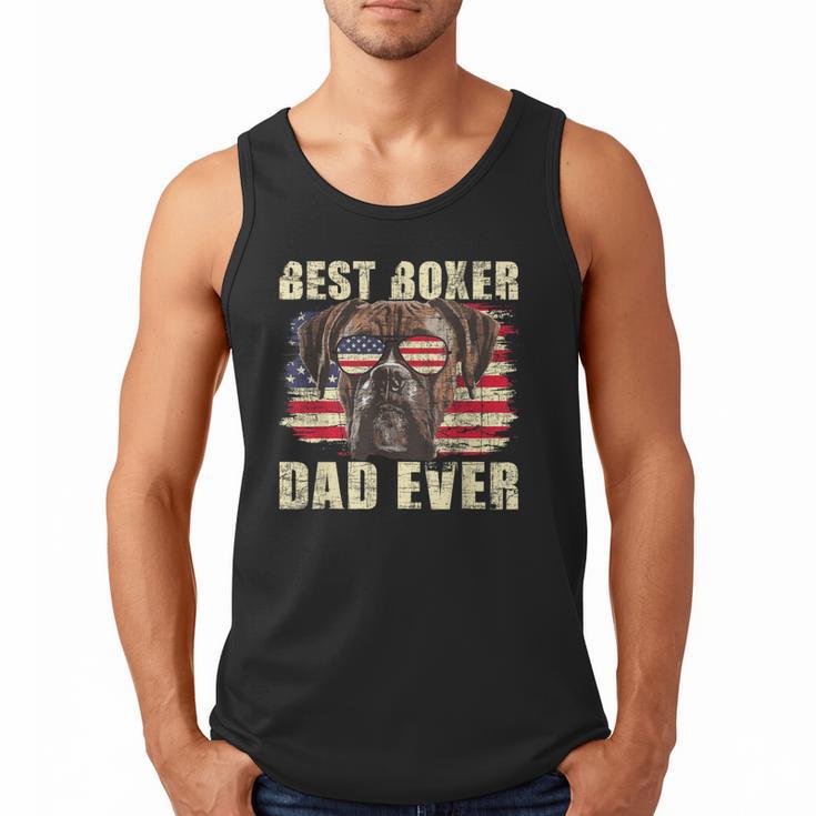 Best Boxer Dad Ever USA Flag American Dog Animal Lover Men Tank Top
