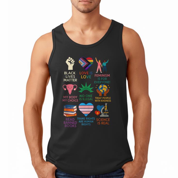 BLM Human Rights Feminism Trans Science Books LGBTQ Kindness Men Tank Top