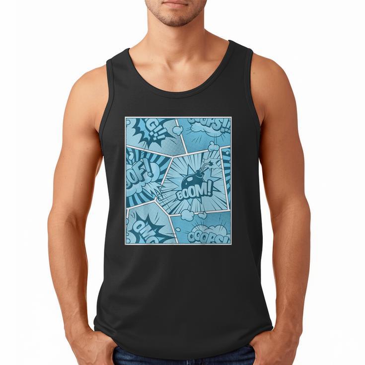 Blue Comic Book Blue Graphic Men Tank Top
