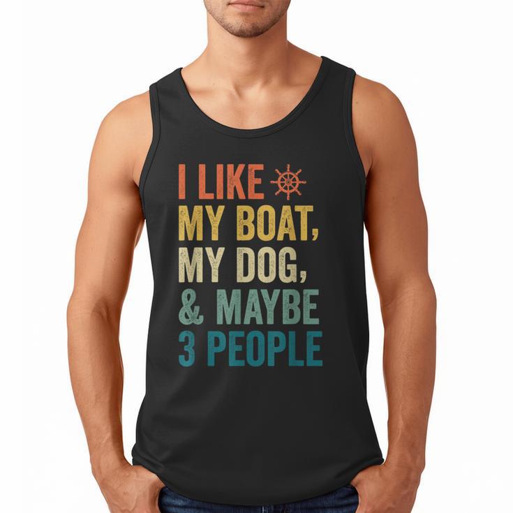 I Like My Boat Dog And Maybe 3 People Retro Sailor Dad Men Tank Top