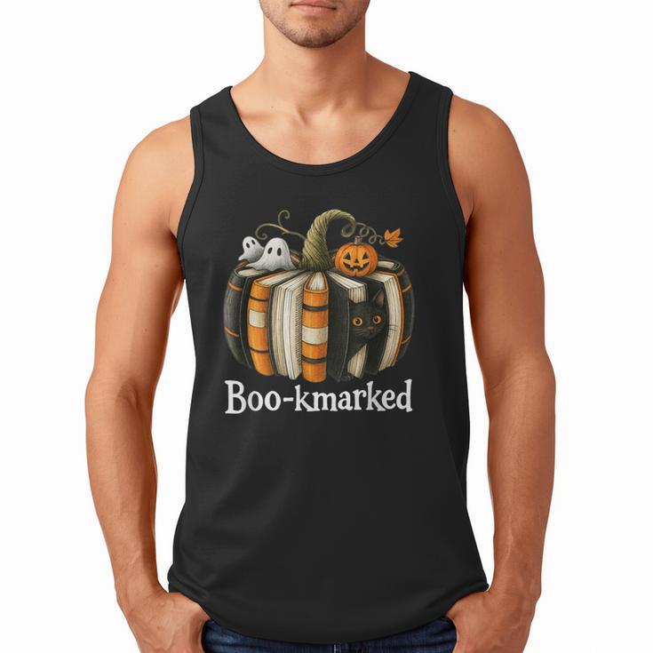 Boo-Kmarked Fall Pumpkin Books Halloween Teacher Teaching Men Tank Top