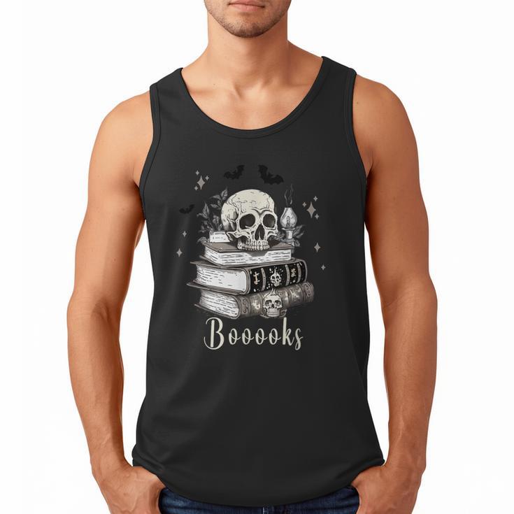 Boo Skeleton Skull Books Halloween Women School Teacher Kid Men Tank Top