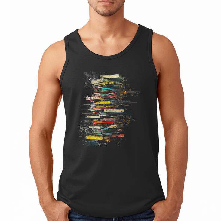 Book Abstract Art Drawing Painting Graphic Book Men Tank Top