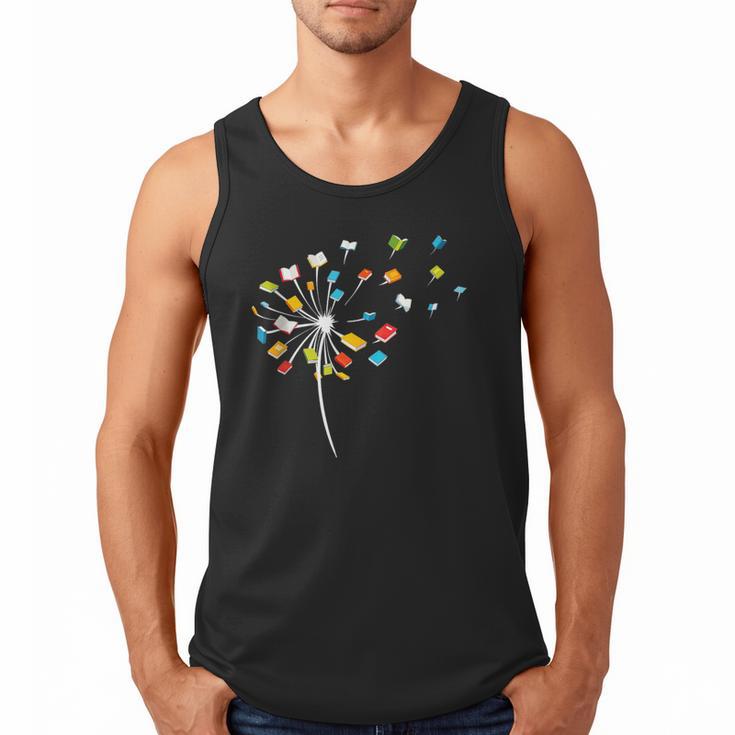 Book Dandelion Reading Lover Bookworm Bookish Librarian Read Men Tank Top
